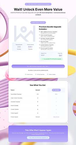 Digital product upsell page