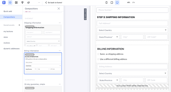 Billing address same as shipping address - funnelish