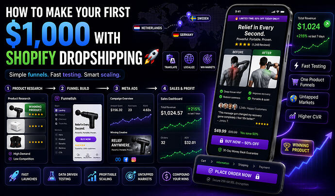 How I’d Make My First $1,000 with Shopify Dropshipping