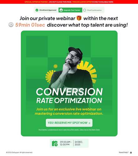 Course upsell page