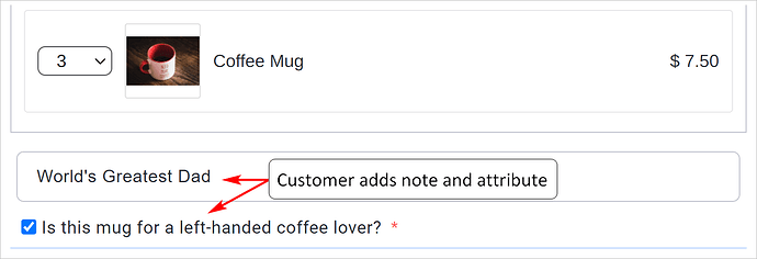 Testing the custom order notes on the live checkout page