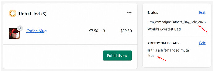 Shopify note : UTM