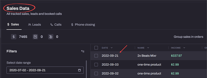 View Sales Data in Hyros