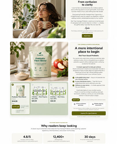 Product selection inside an Advertorial step