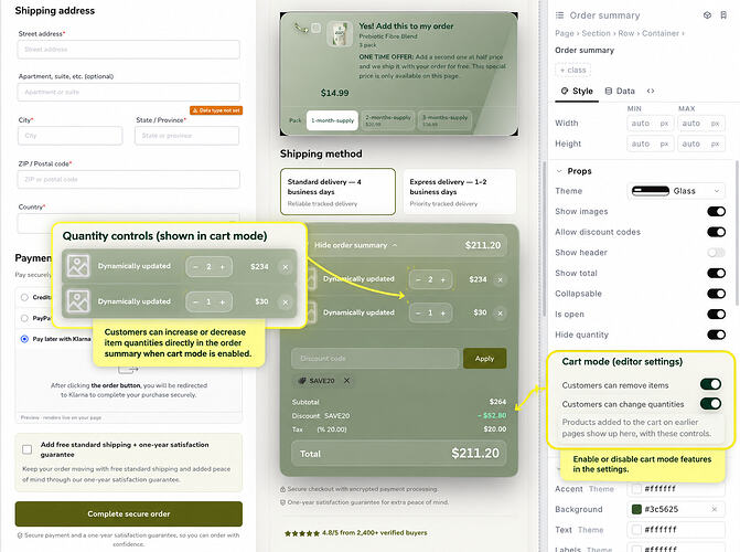 Enabling cart mode