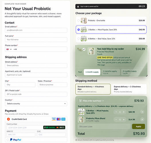 Funnelish checkout