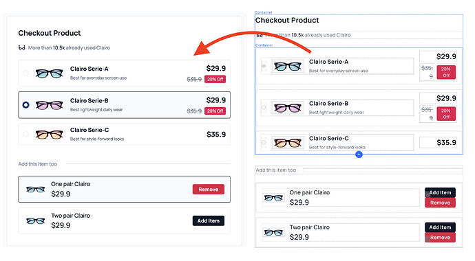 Funnelish custom products - data binding
