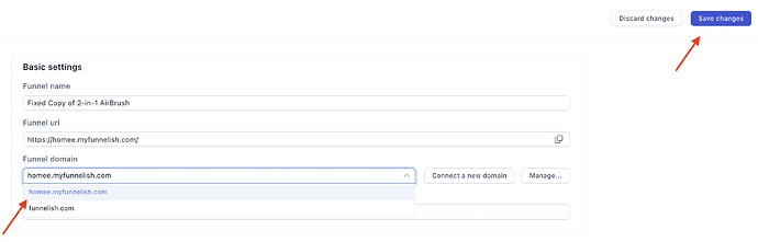 Select the connected domain and save changes