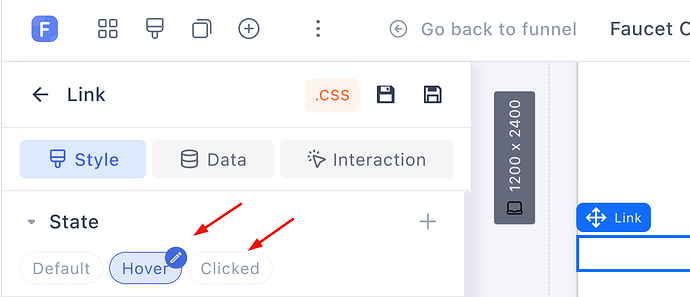 Hover and clicked states