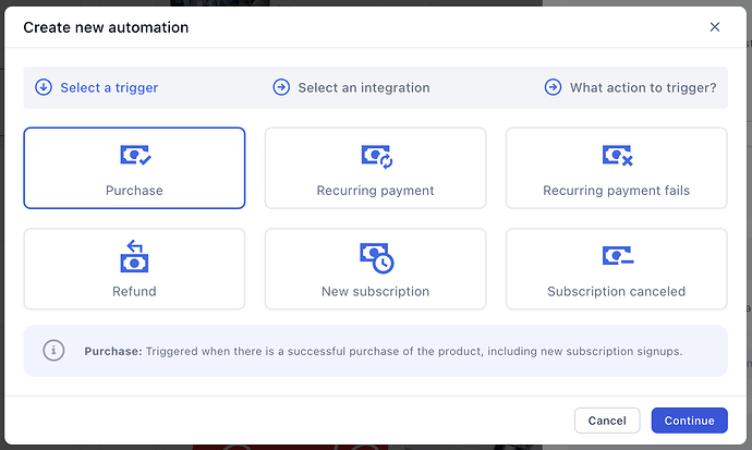 Select On purchase event