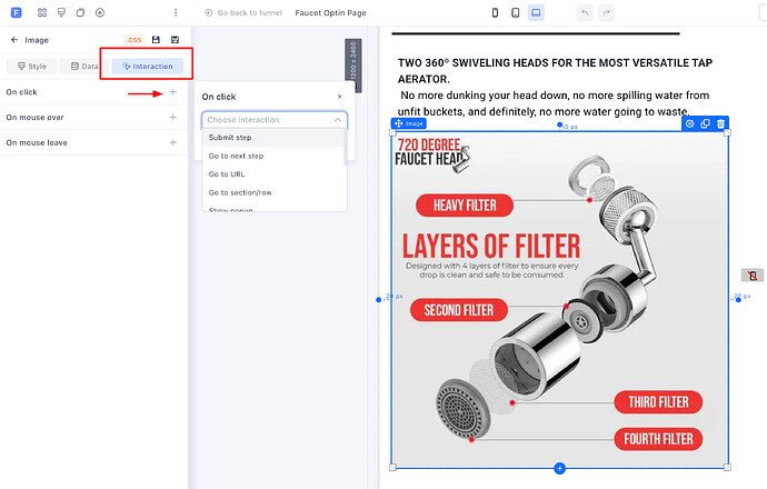 Adding a click action to an image