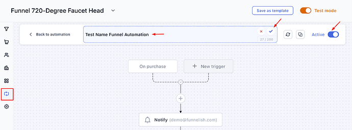 Saving and activating the automation