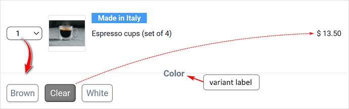 Variants expanded on the live page