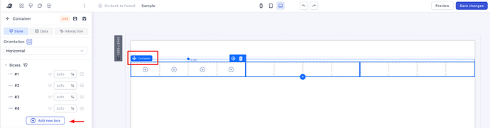 Adding boxes to the template container
