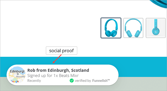 Proofy social proof notification example