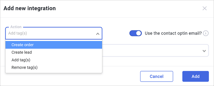 Select Create order or Create lead