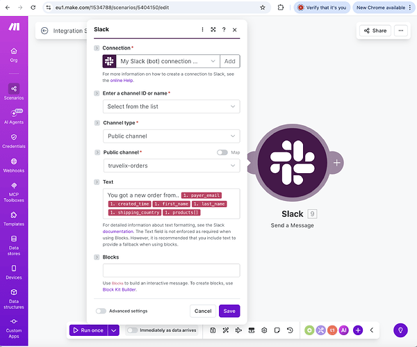 Formatting Slack notification