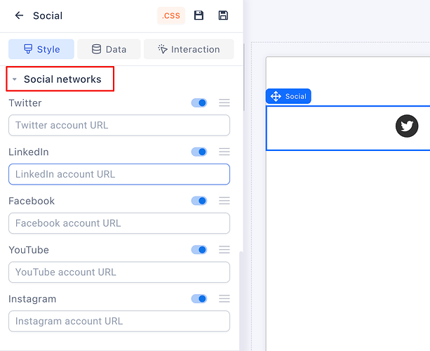 Configuring the social networks