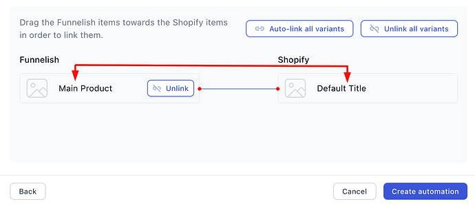 Mapping product variants between Funnelish and Shopify