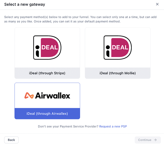 Choosing iDEAL through Airwallex