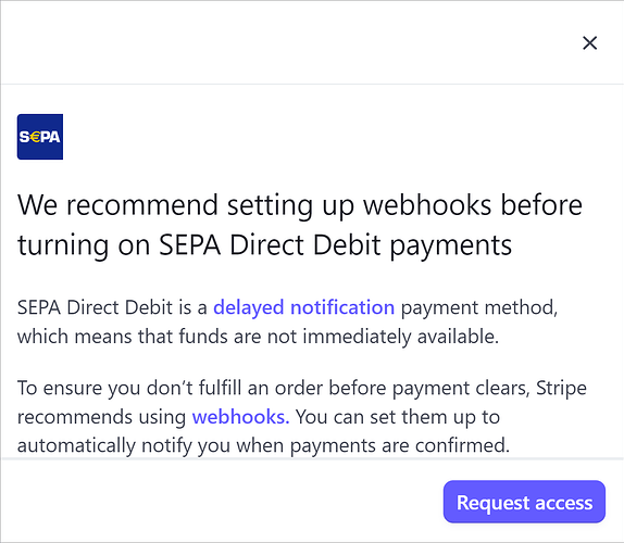 Turning on SEPA Direct Debit under Bank debits in Stripe