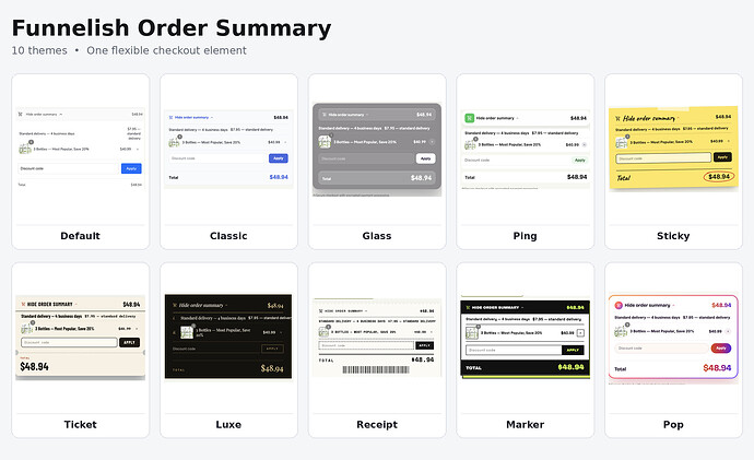 Order summary themes