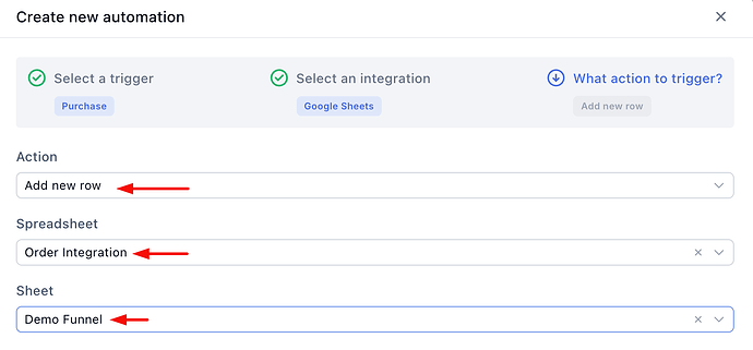 Select Spreadsheet and Sheet names