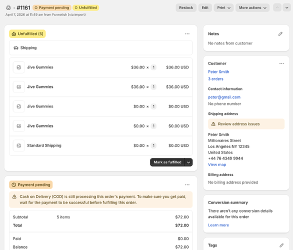 Shopify Synced Order
