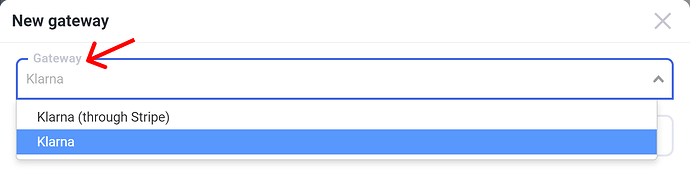 Select Klarna in the gateway