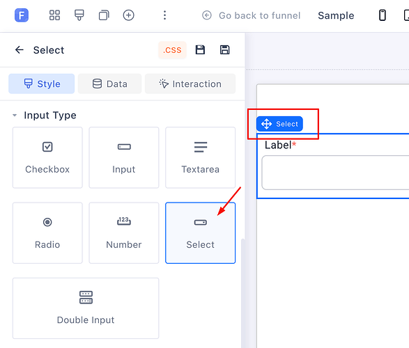 Adding a Select form element in Funnelish