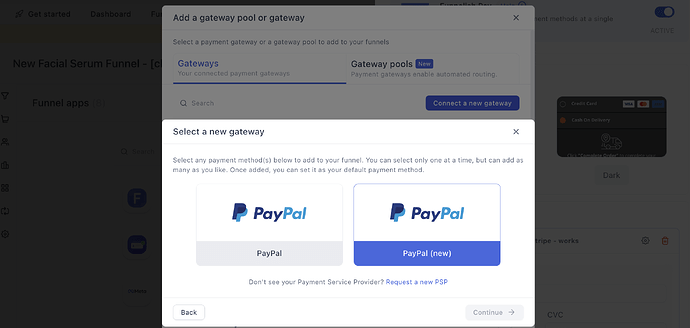 Connecting PayPal