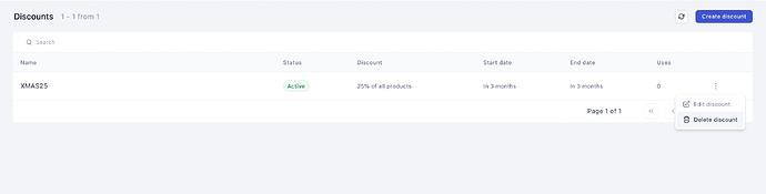 Editing or deleting a discount