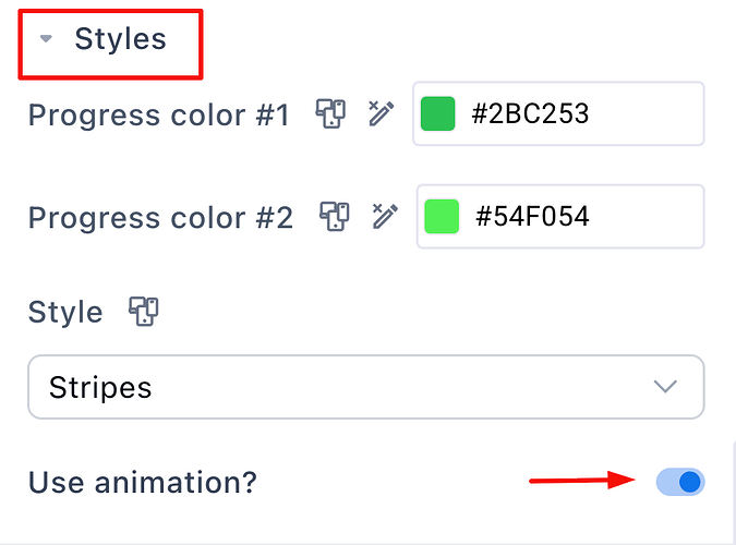 Progress bar styles and animation