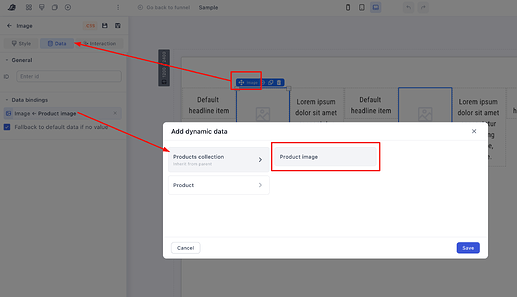 Binding the image to the product image