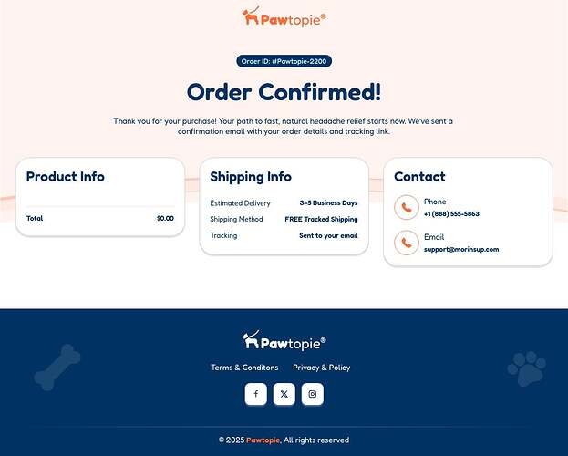Pet funnel thank you page