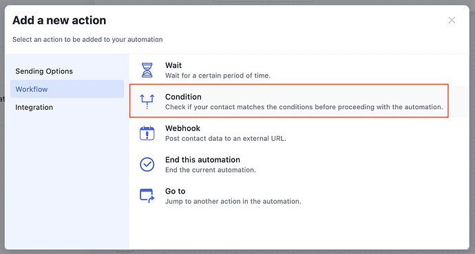 Choosing the Condition action