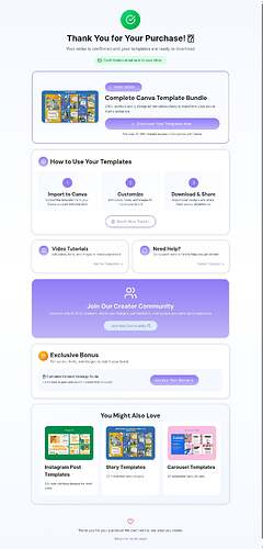 Digital product thank you page