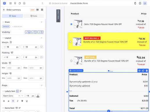 Adding the Order Summary widget