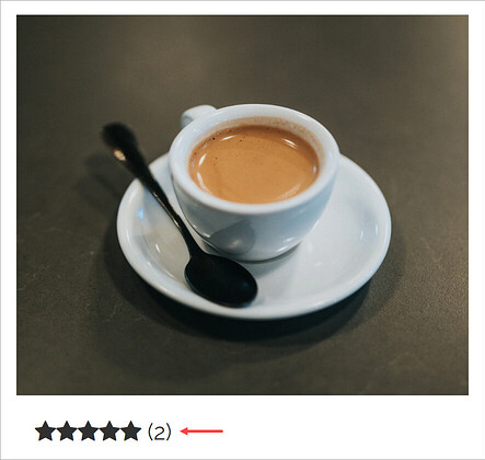 Star rating under a funnel product image