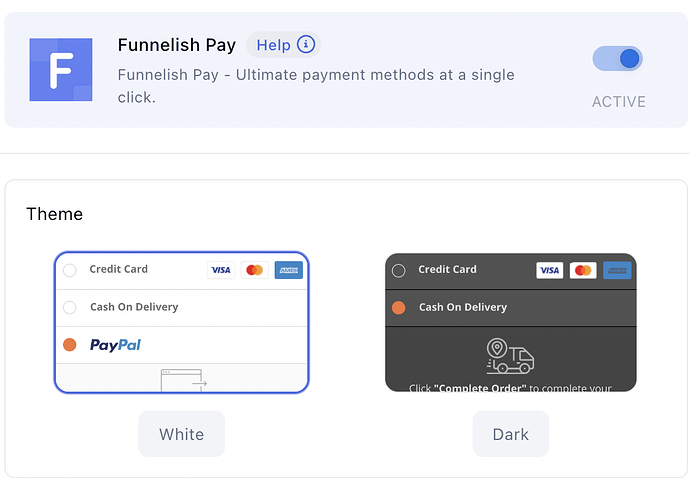 Selecting the white or dark theme for the payment form