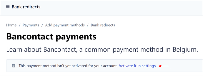 Selecting the new Bancontact payment method