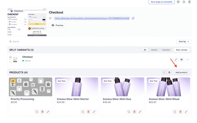 Adding a new product to the step