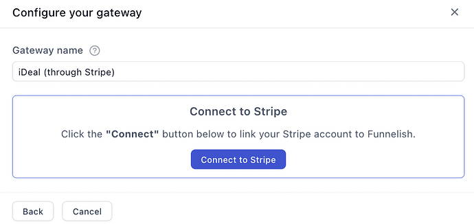 Connecting the iDEAL through Stripe gateway