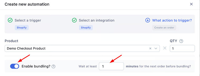 Enabling order bundling and setting the wait time