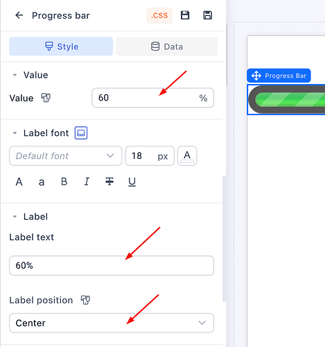 Setting the value and label