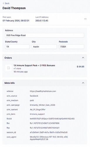 Customers meta info