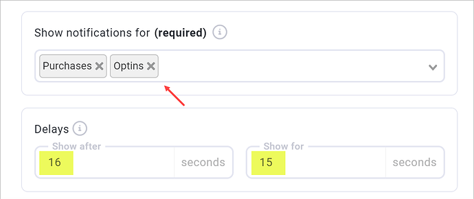 Proofy notification type and timing settings