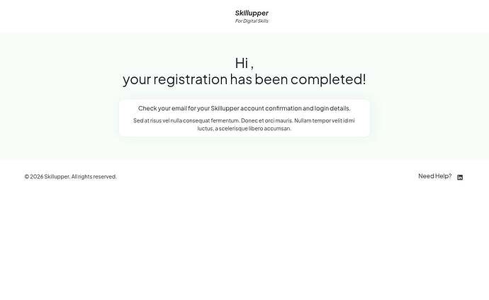 Course enrollment thank you page