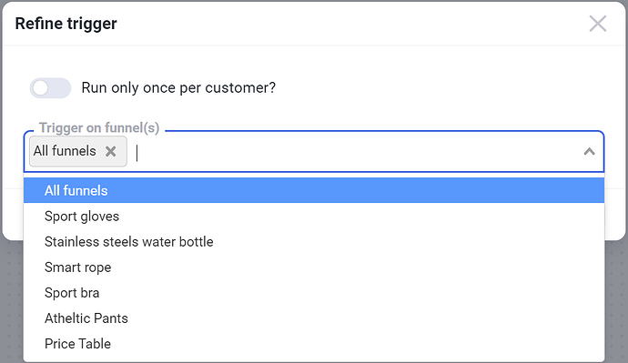 Selecting which funnels a global automation applies to