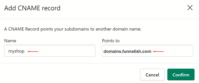 Shopify DNS settings: adding a custom CNAME record